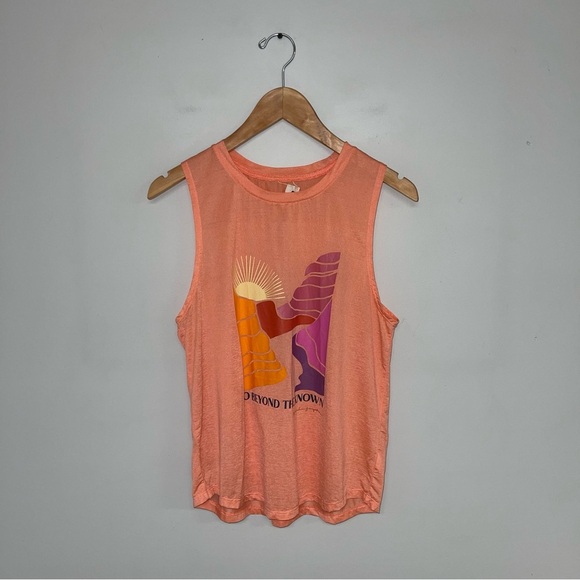 Spiritual Gangster x Peloton Muscle Tee Women’s Large Orange Pink Sleeveless - Picture 2 of 9